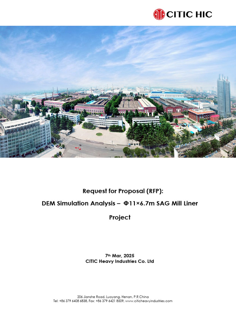 SAG Mill Liner DEM Simulation RFP | PDF | Simulation