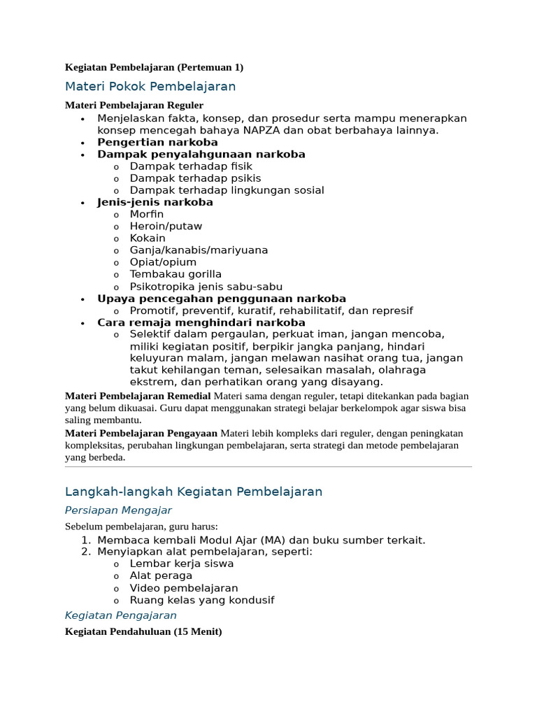 Materi NAPZA untuk Kelas 6 | PDF