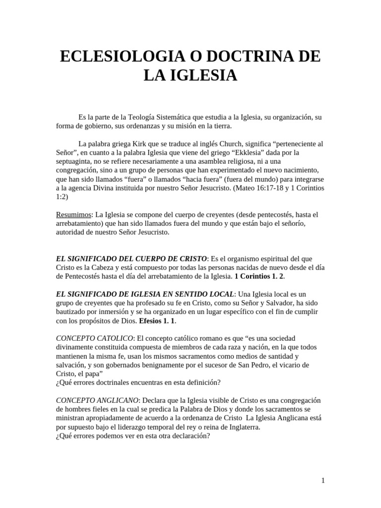 Eclesiología: Doctrina de la Iglesia | PDF | Cristo (título) | eucaristía