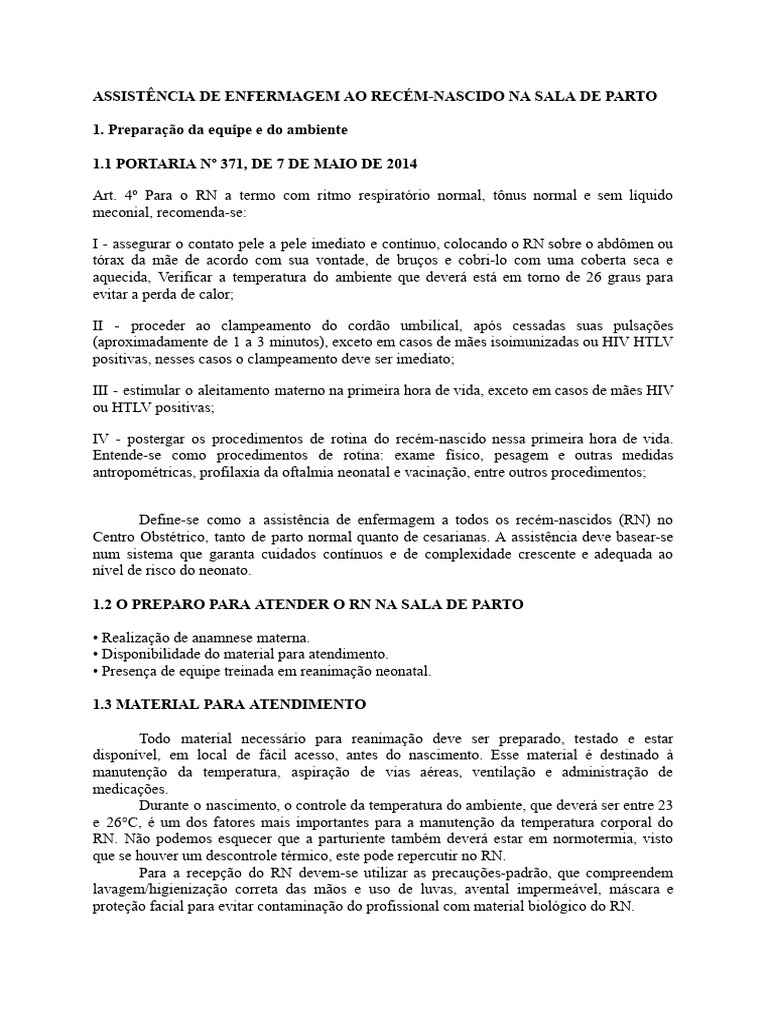 Assistência de Enfermagem ao Recém-Nascido | PDF | Amamentação | Gravidez