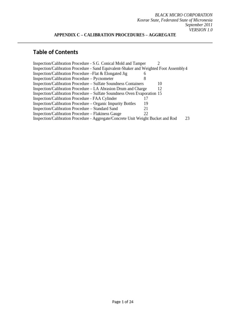 Appendix C3 - Aggregate Calibration Procedures(Rev) | PDF | Calibration