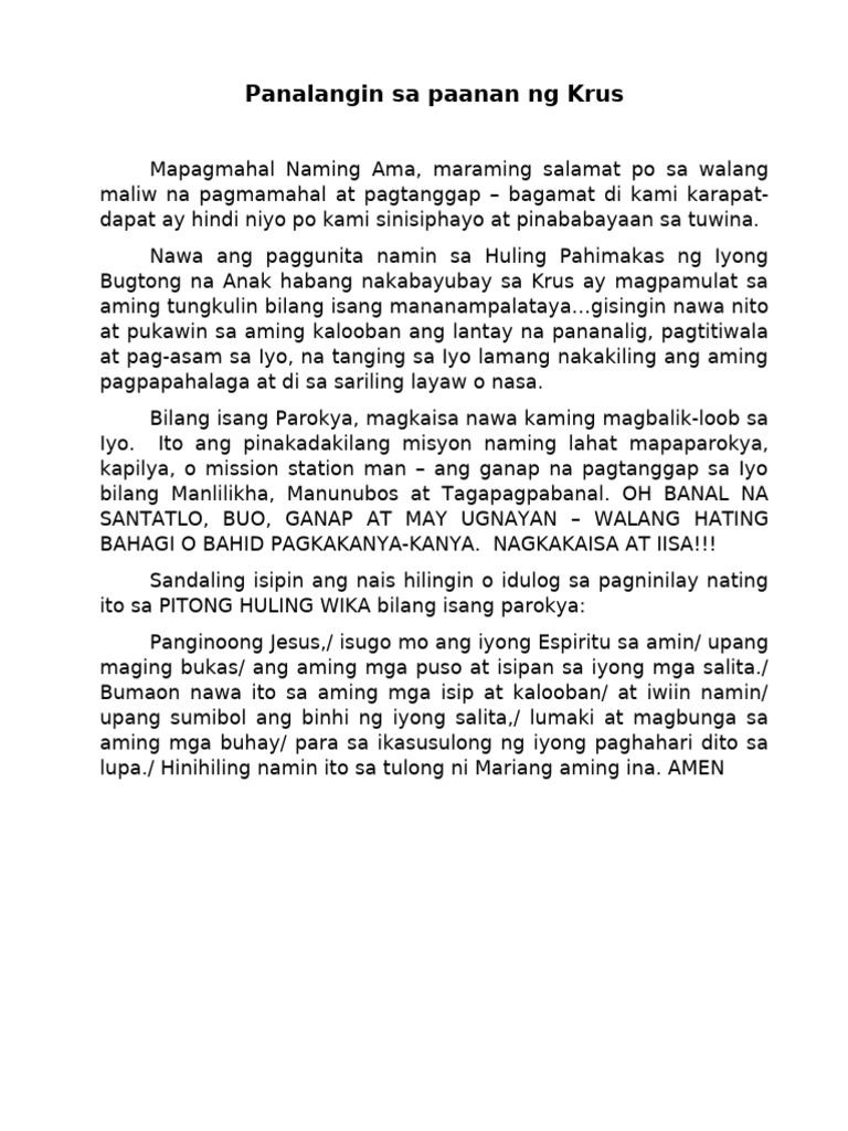 Panalangin Sa Paanan NG Krus | PDF
