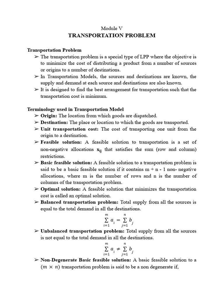 Transportation Problem | PDF | Matrix (Mathematics) | Mathematical ...