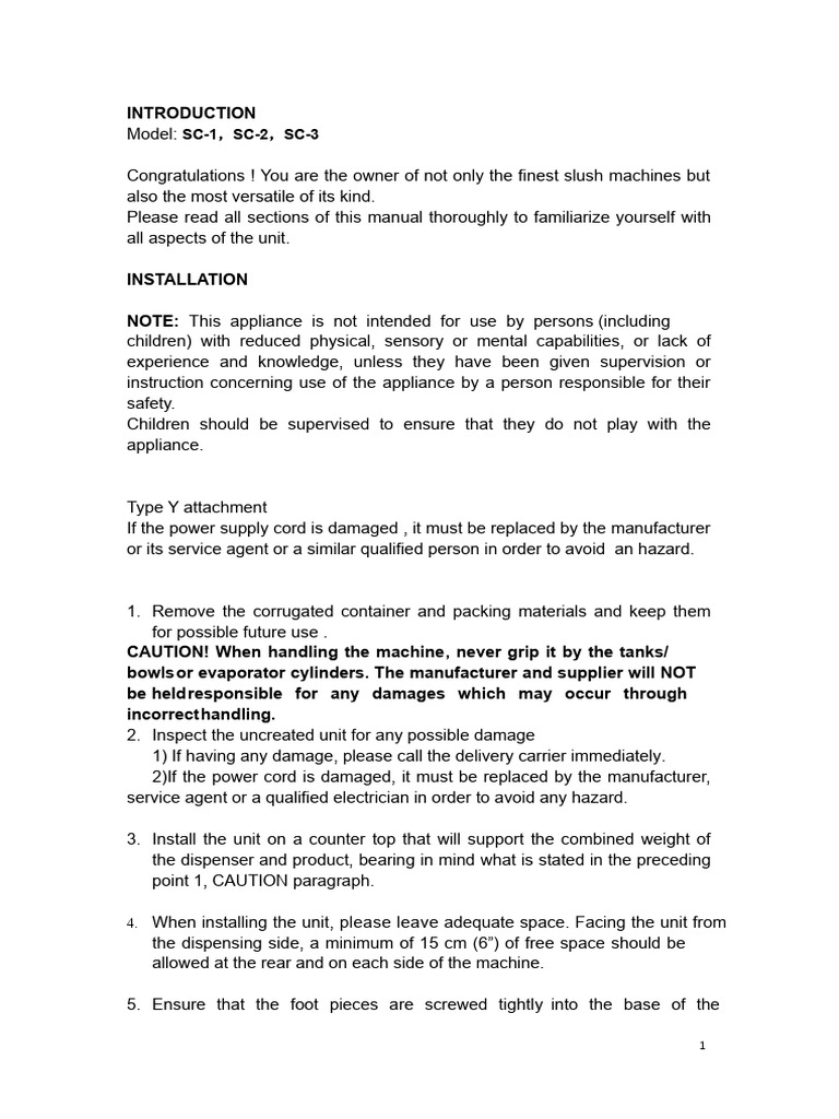 Slush Machine User Manual and Guide | PDF | Mains Electricity ...
