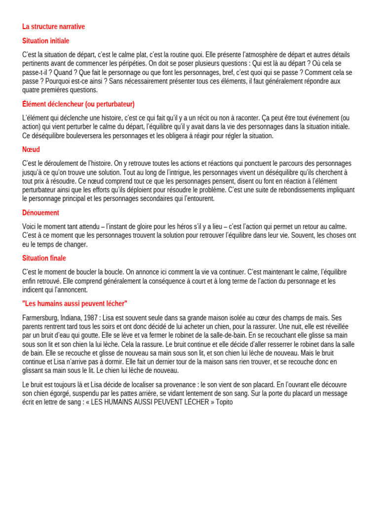Structure de la narration narrative | PDF | Chiens