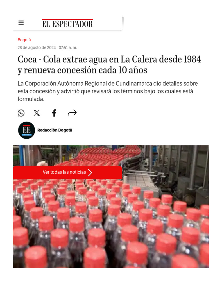 Concesión de agua a Coca-Cola en La Calera | PDF | Agua subterránea | Agua