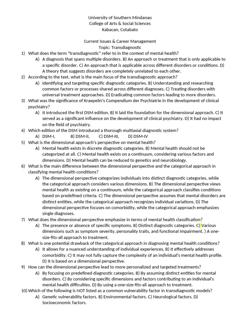 Transdiagnostic Approaches in Mental Health | PDF | Mental Disorder ...