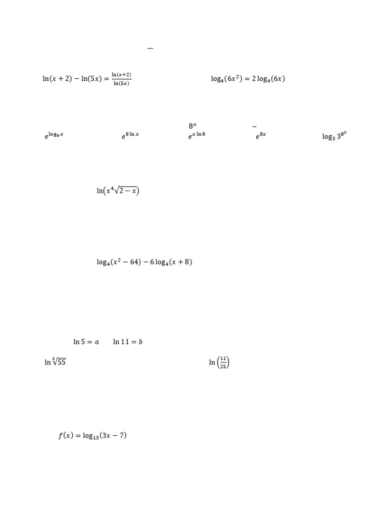 Logarithm Properties and Exercises | PDF