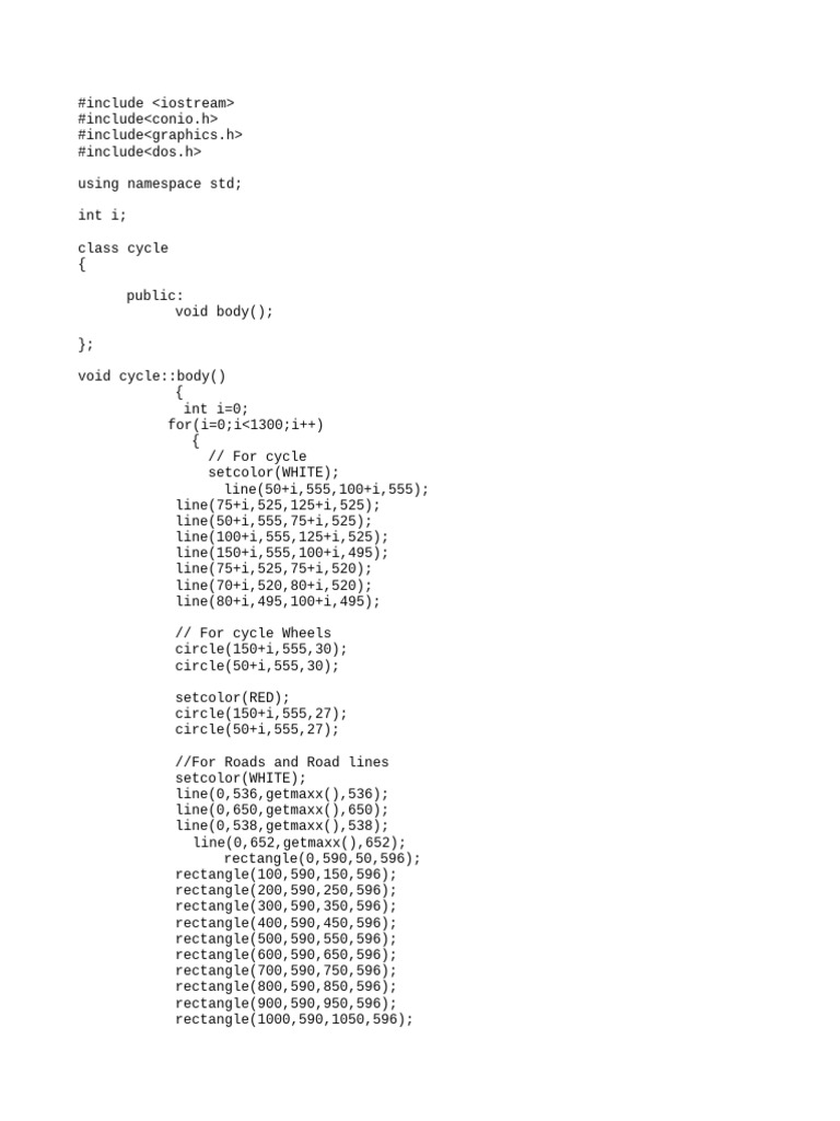 C++ Graphics: Animated Bicycle Drawing | PDF