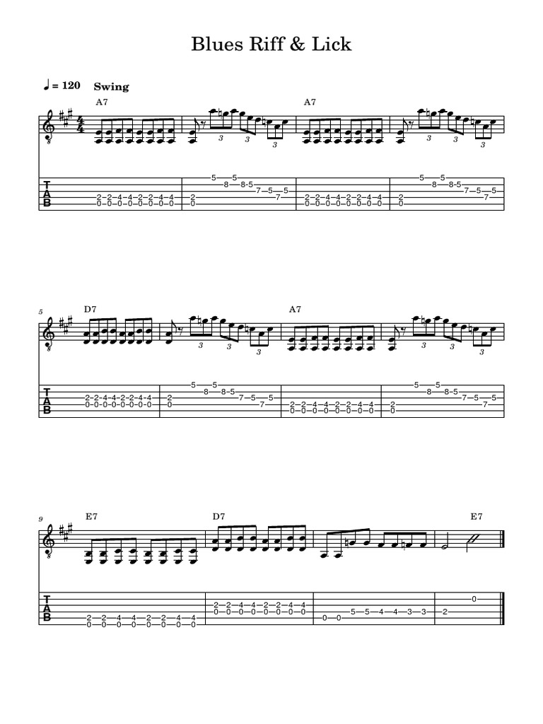 Blues Riff and Lick Patterns | PDF | Musical Techniques | Musical ...
