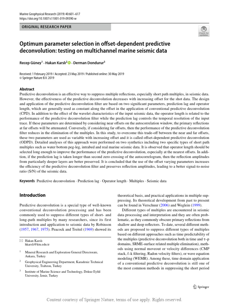 2019 Guney Optimum Parameter Selection in Offset-Dependent PR | PDF ...