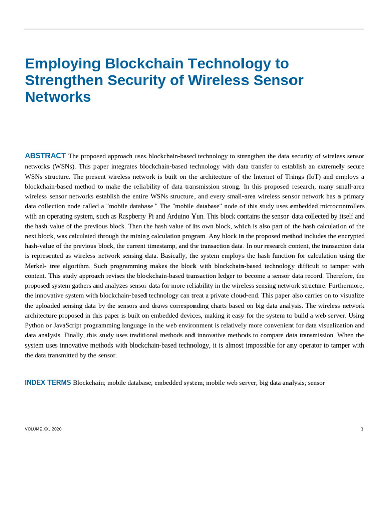 Blockchain For Secure Sensor Networks | PDF | Key (Cryptography ...