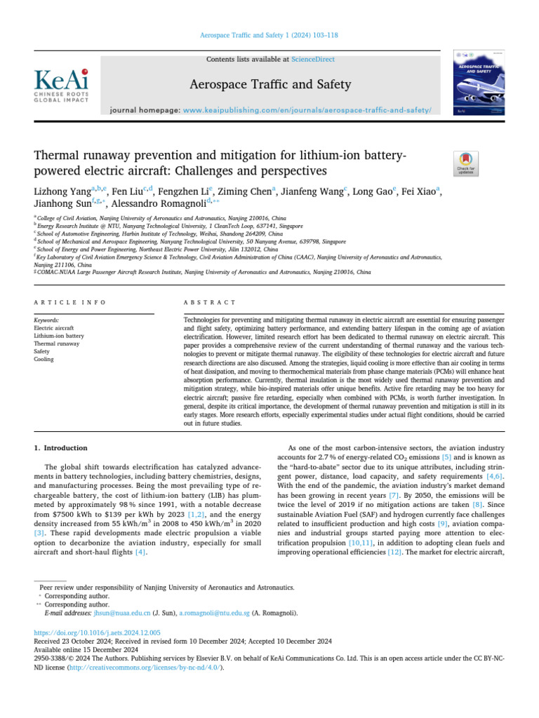 Thermal Runaway Solutions for Electric Aircraft | PDF | Lithium Ion ...