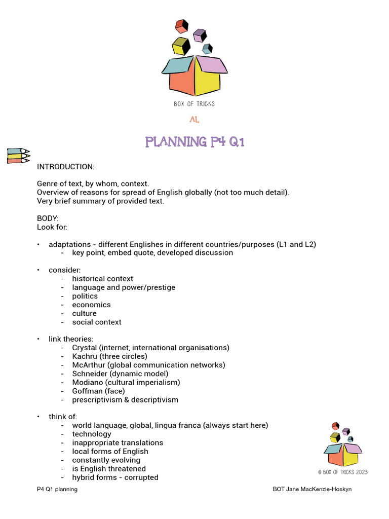 P4 Q1 Planning | PDF