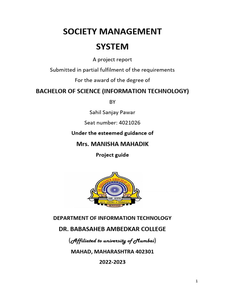 Society Management System Documentation | PDF | My Sql | Databases