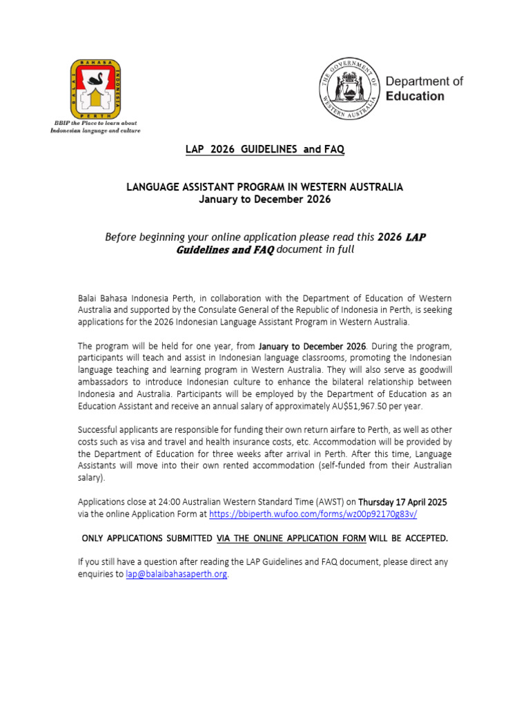LAP 2026 Guidelines for Applicants | PDF | Test Of English As A Foreign ...