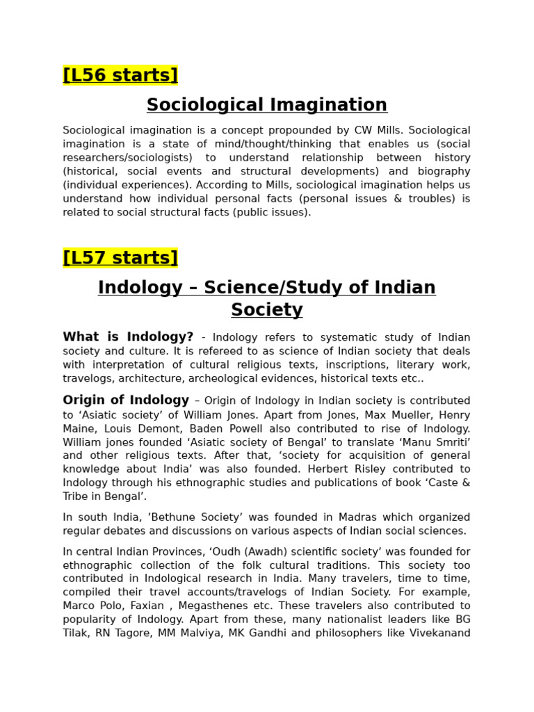 Understanding Sociological Imagination and Indology | PDF | Caste ...