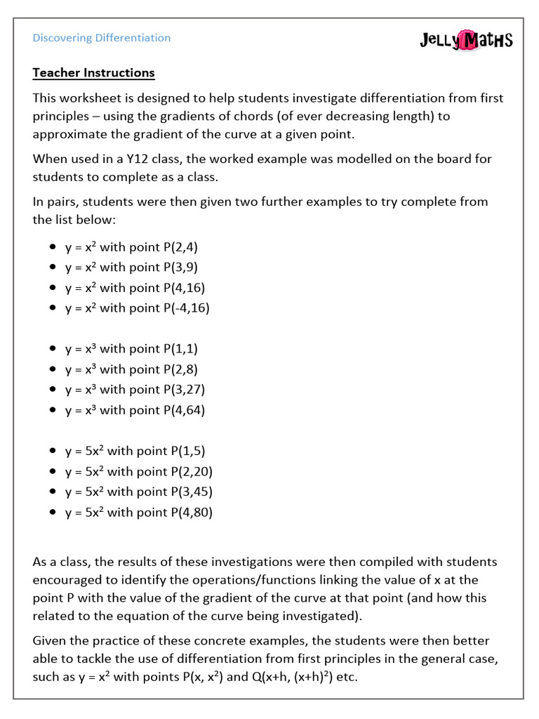 Chord Investigation - Differentiation From First Principles | PDF ...