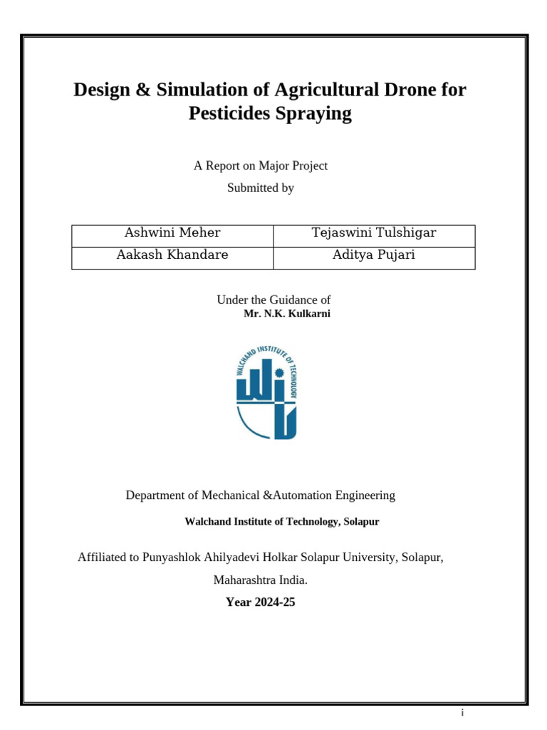 Agricultural Drone Design Report | PDF | Electric Motor | Unmanned ...
