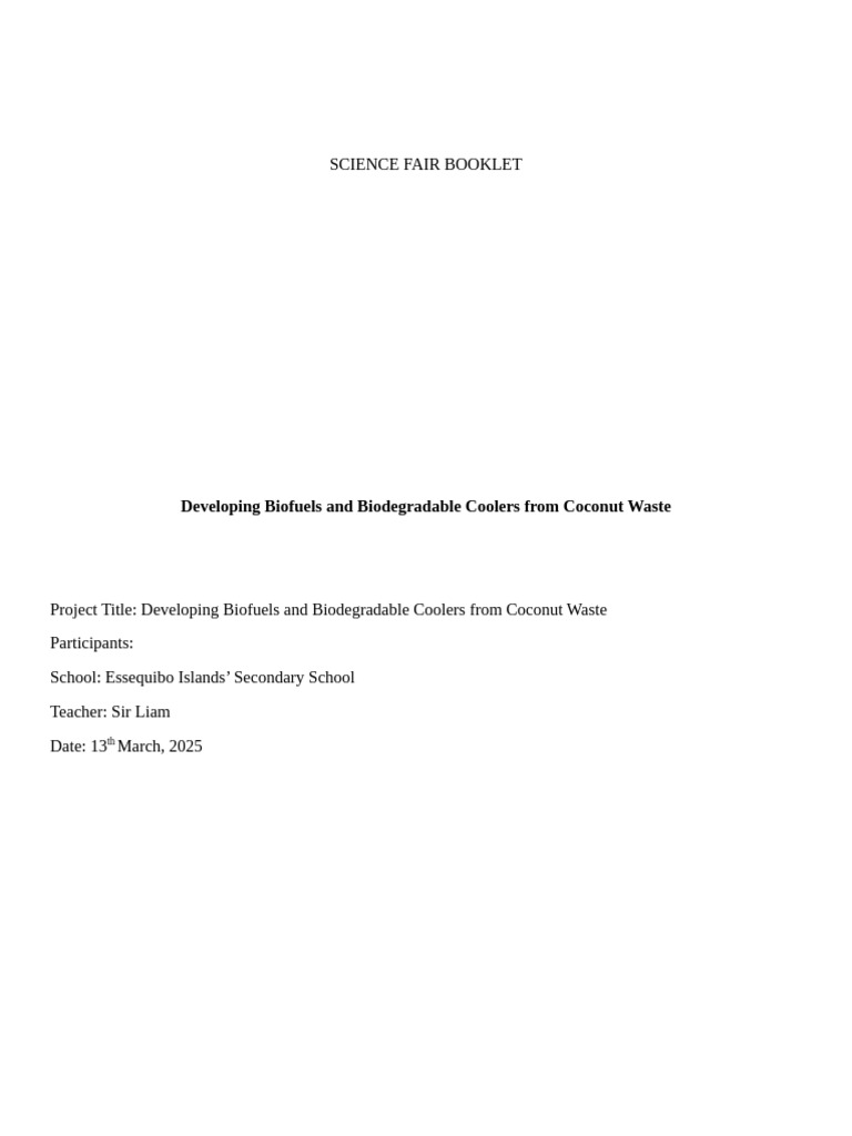 Biofuels and Coolers from Coconut Waste | PDF | Biofuel | Anaerobic ...