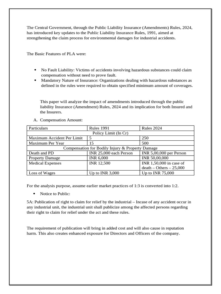 2024 Amendments to Public Liability Insurance | PDF