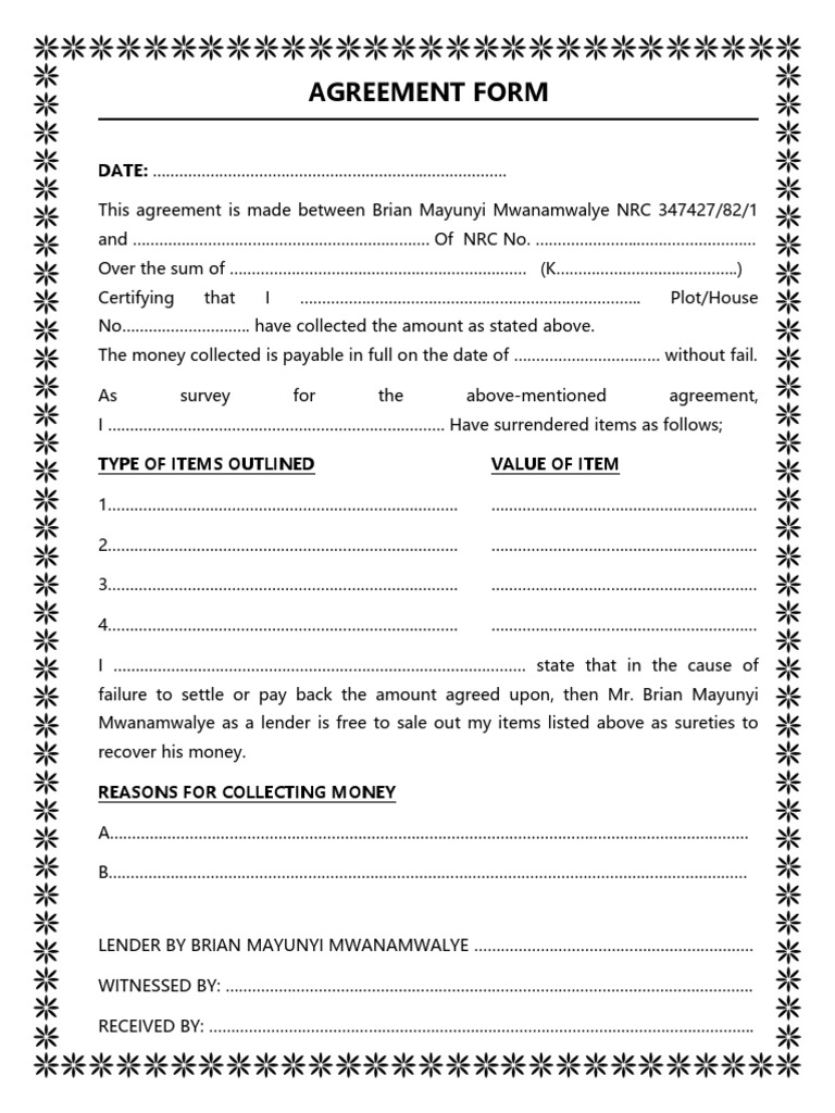 Agreement Form PDF | PDF