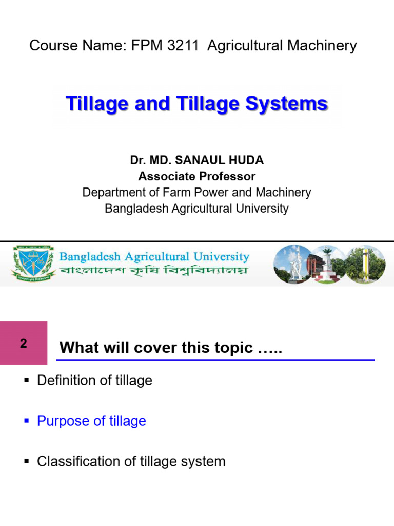 Lecture - 2 (Tillage and Machine Performance) | PDF | Tillage | Plough