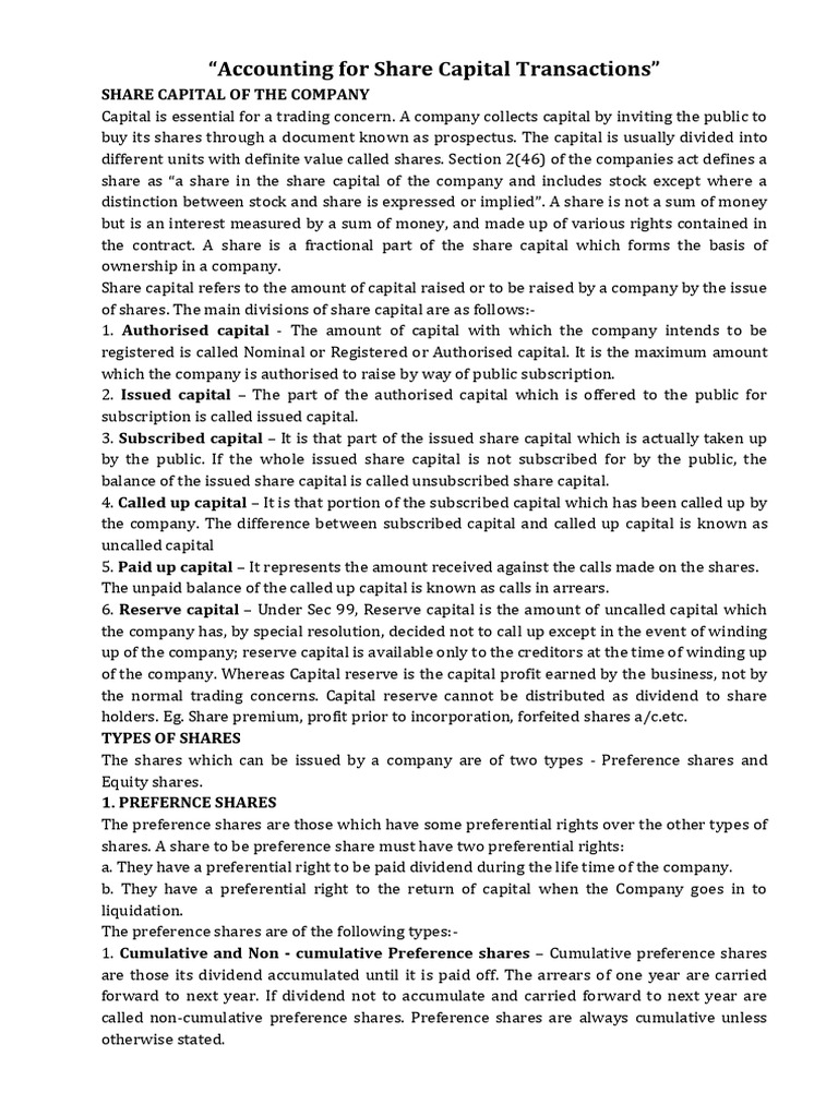 Understanding Share Capital Types | PDF | Preferred Stock | Dividend