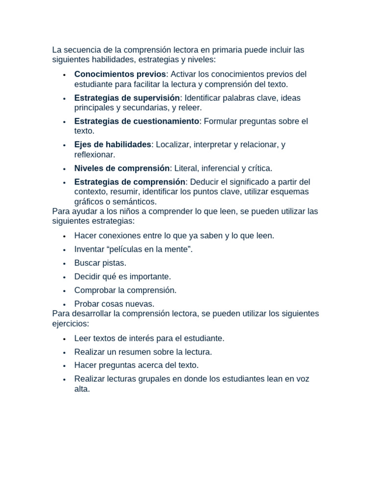 Estrategias para Comprensión Lectora en Primaria | PDF