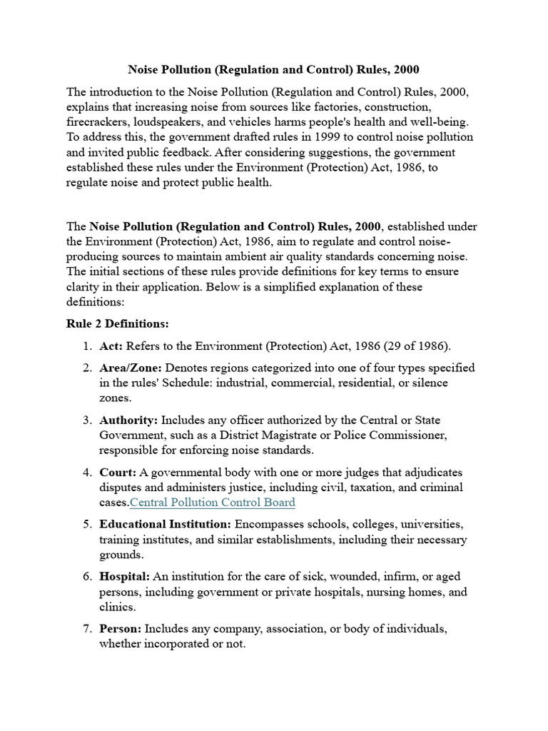 Noise Pollution Control Rules 2000 | PDF | Noise | Decibel