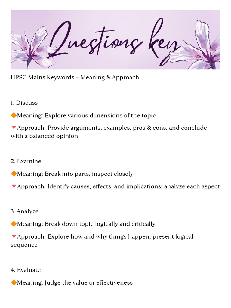 UPSC Mains Keywords Explained | PDF