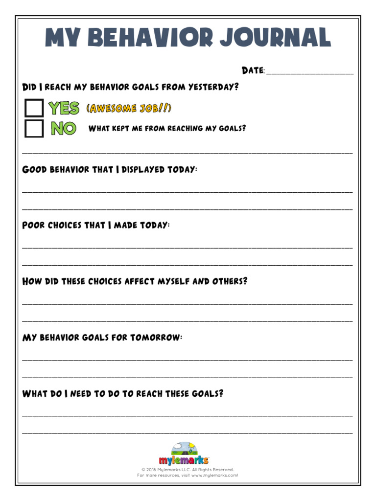 Behavior Reflection Worksheet | PDF