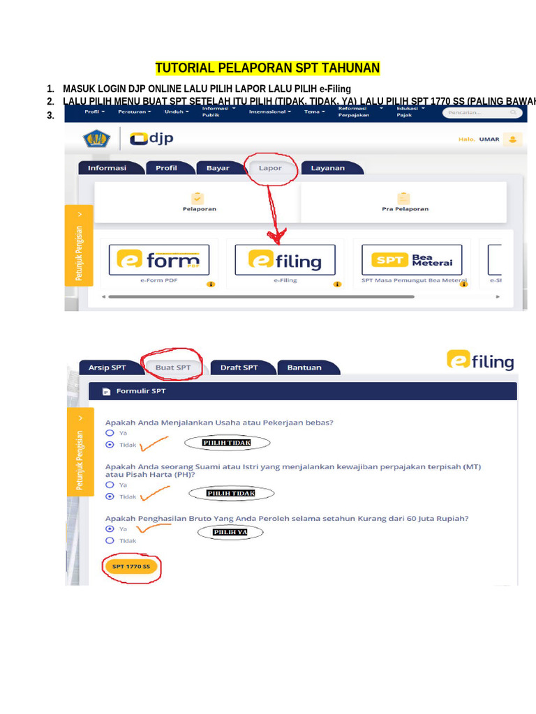 Tutorial Pelaporan SPT Tahunan | PDF