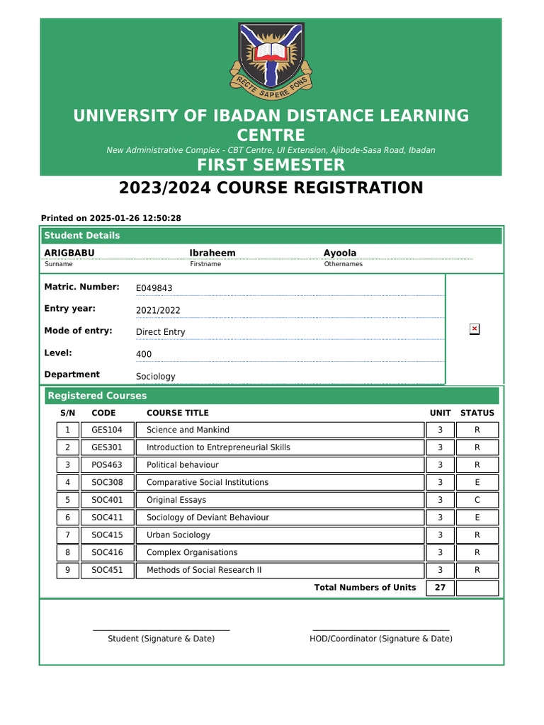 UI Distance Learning Course Registration 2023 | PDF