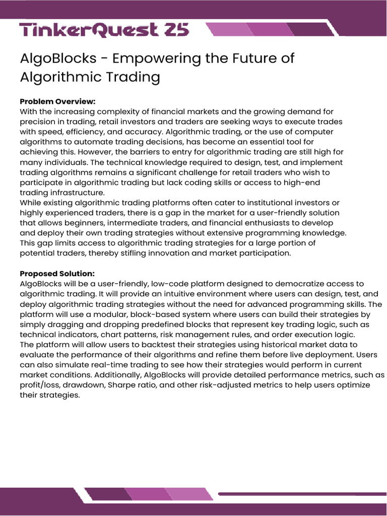 User-Friendly Algorithmic Trading Platform | PDF | Algorithmic Trading ...