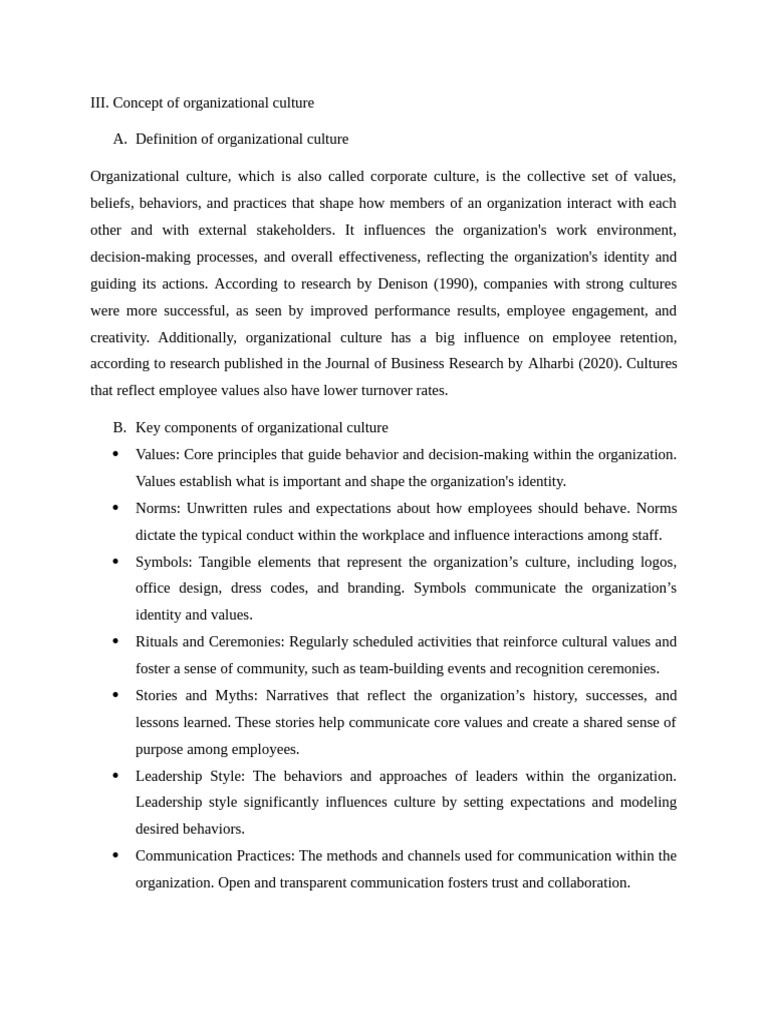 III - Concept of Organizational Culture | PDF | Organizational Culture ...