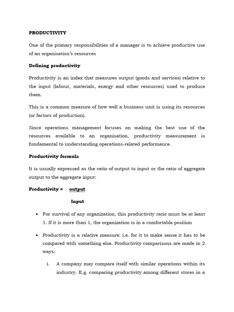 Understanding Productivity Measures | PDF | Factors Of Production ...