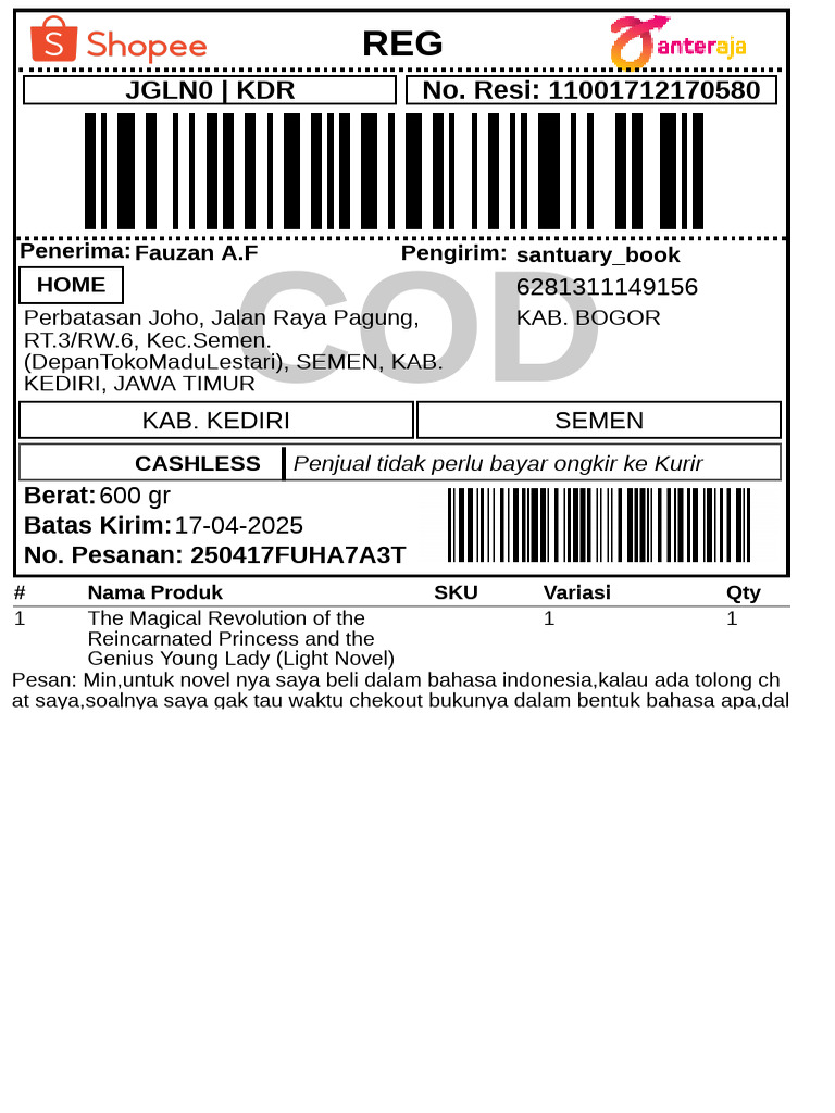 Label Pengiriman-1627 | PDF