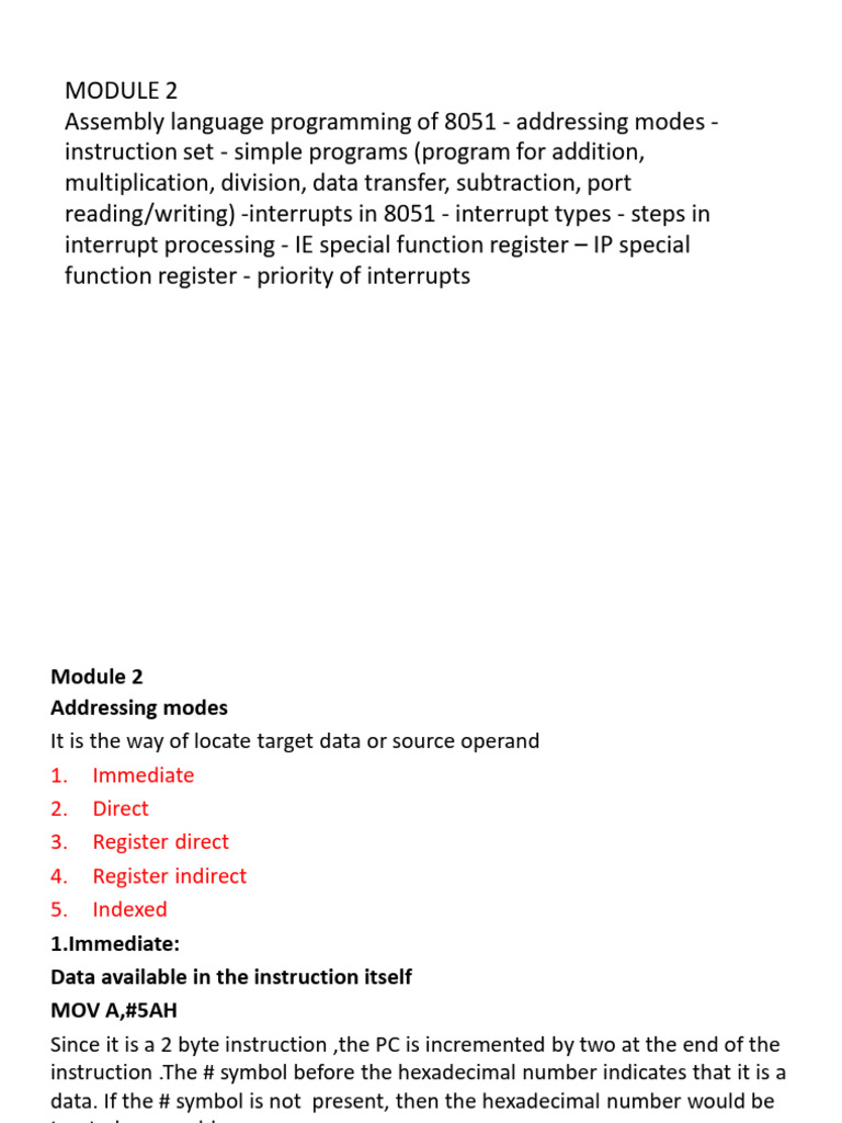8051 Assembly Language Programming Guide | PDF | Computer Hardware ...