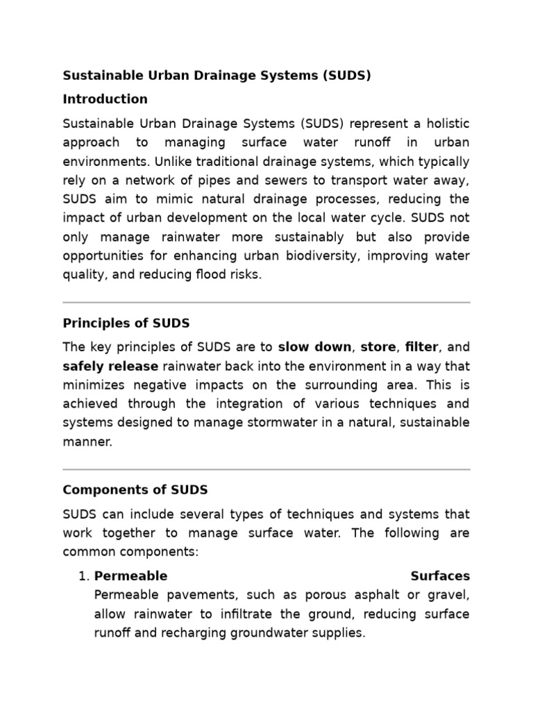 Sustainable Urban Drainage Systems | PDF | Stormwater | Storm Drain