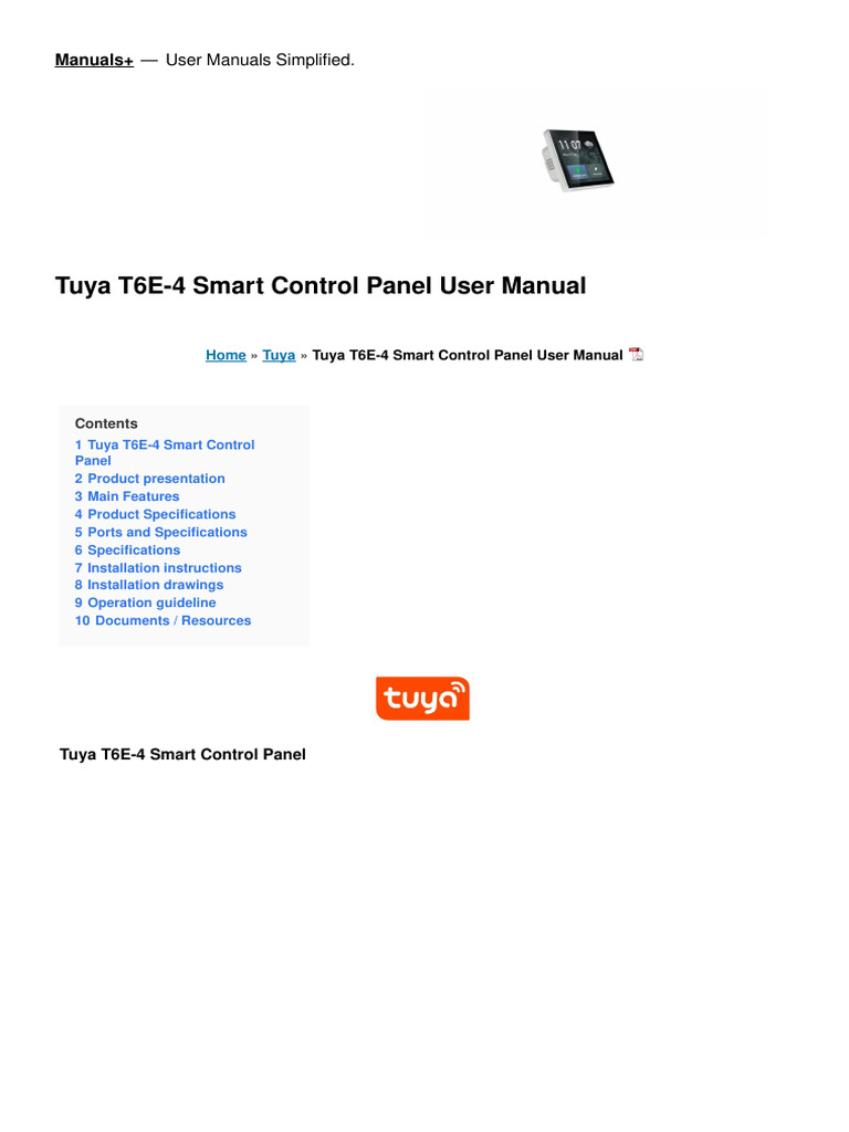 Tuya T6E-4 Smart Control Panel Guide | PDF | Mobile App | Wi Fi