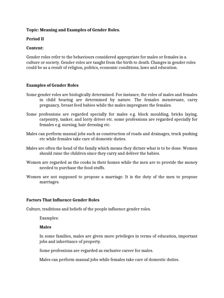 jss2 Sos Week 9 and 10-WPS Office | PDF | Gender Role | Gender