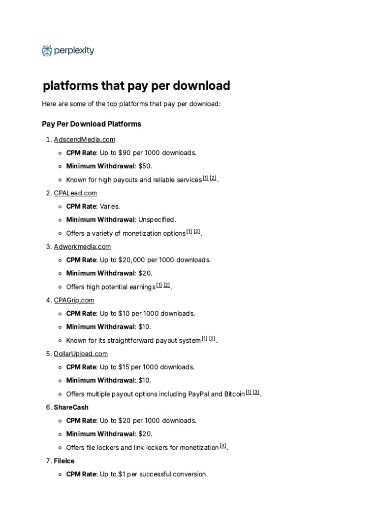 Platforms That Pay Per Download | PDF