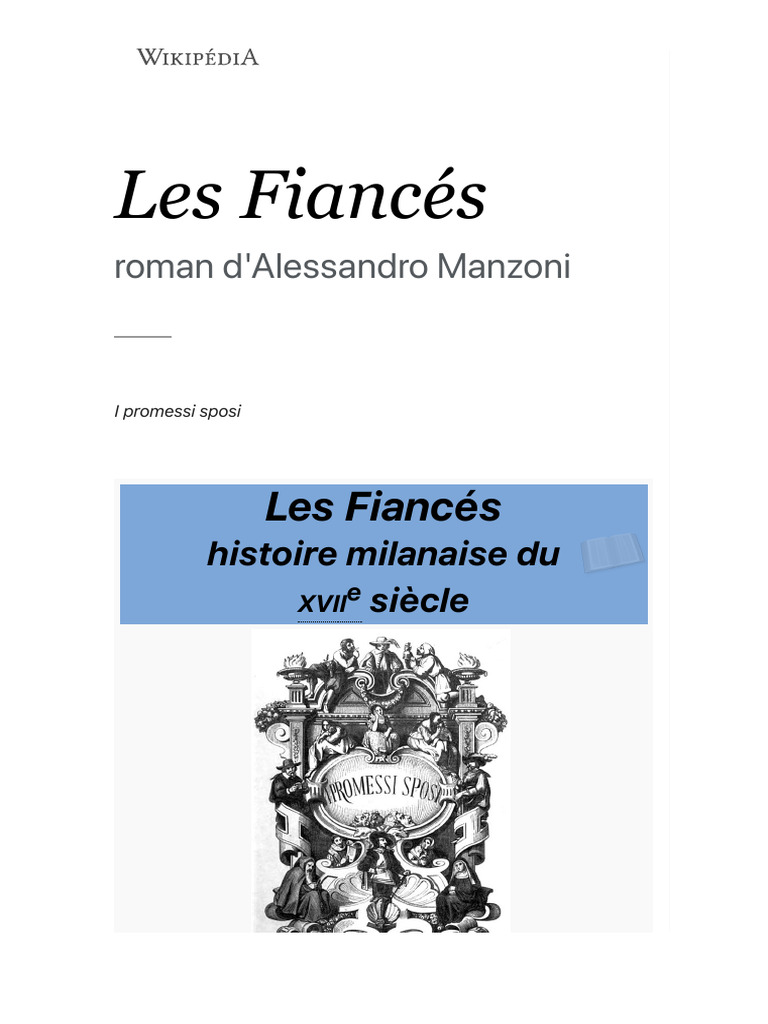 Les fiancés : histoire milanaise du XVIIe siècle. Tome 5 / découverte