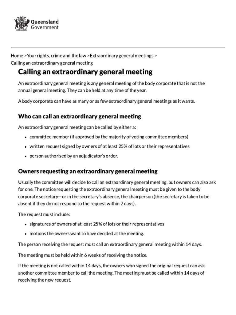 Calling An Extraordinary General Meetin.. | PDF