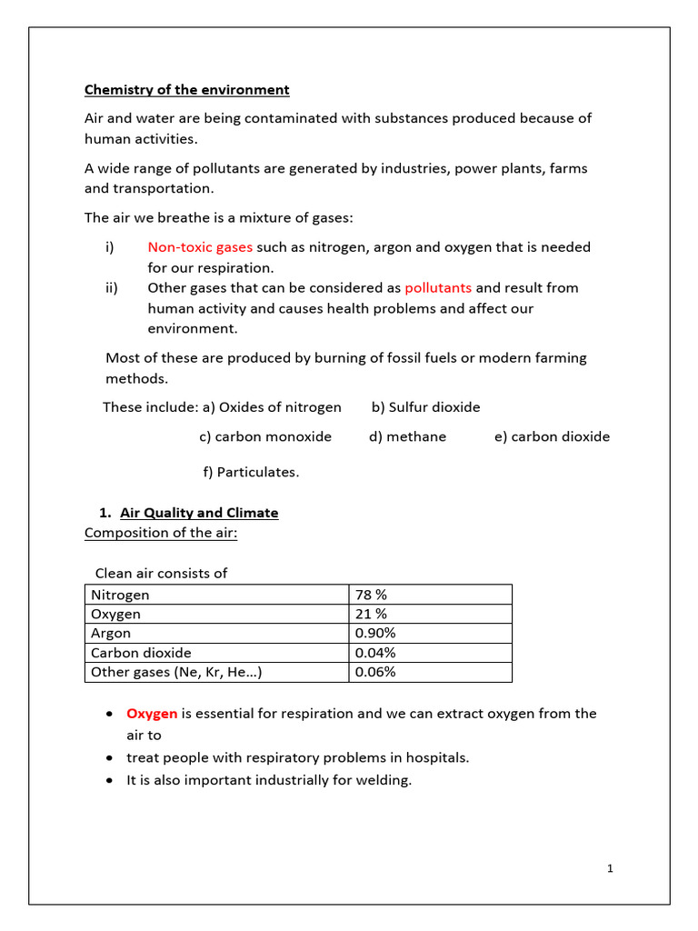Topic 3 Chemistry of The Environment 2 | PDF | Combustion | Carbon Dioxide
