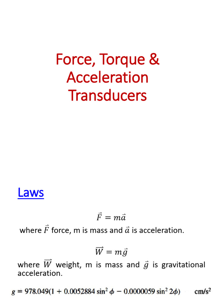 Force, Torque & Acceleration Measurement Methods | PDF | Force ...