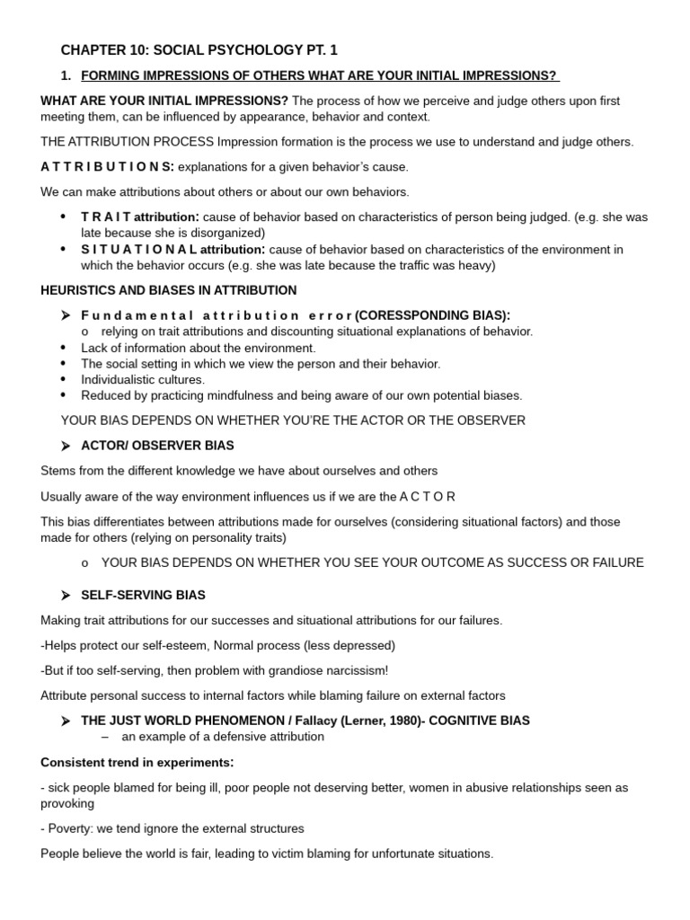 CHAPTER 10 Psychology Part 1 and 2 | PDF | Stereotypes | Prejudices