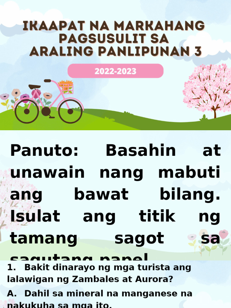 Ikaapat Na Markahang Pagsusulit Sa Apan3 | PDF