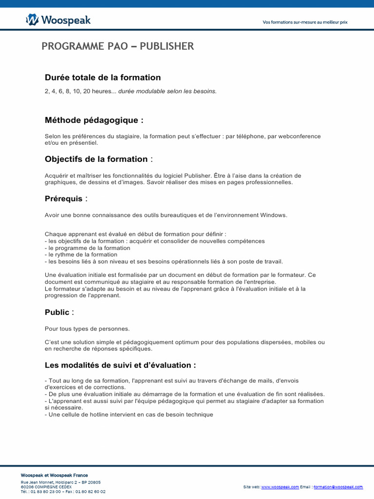 Formation PAO Publisher : Programme et Méthodes | PDF | Pédagogie ...